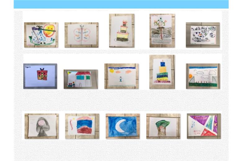 Abschluss eines kreativen Entwicklungsprogramms durch Kunstmalerei (Kunst als Therapie) der Schüler der Grundschule von Chora Tinos